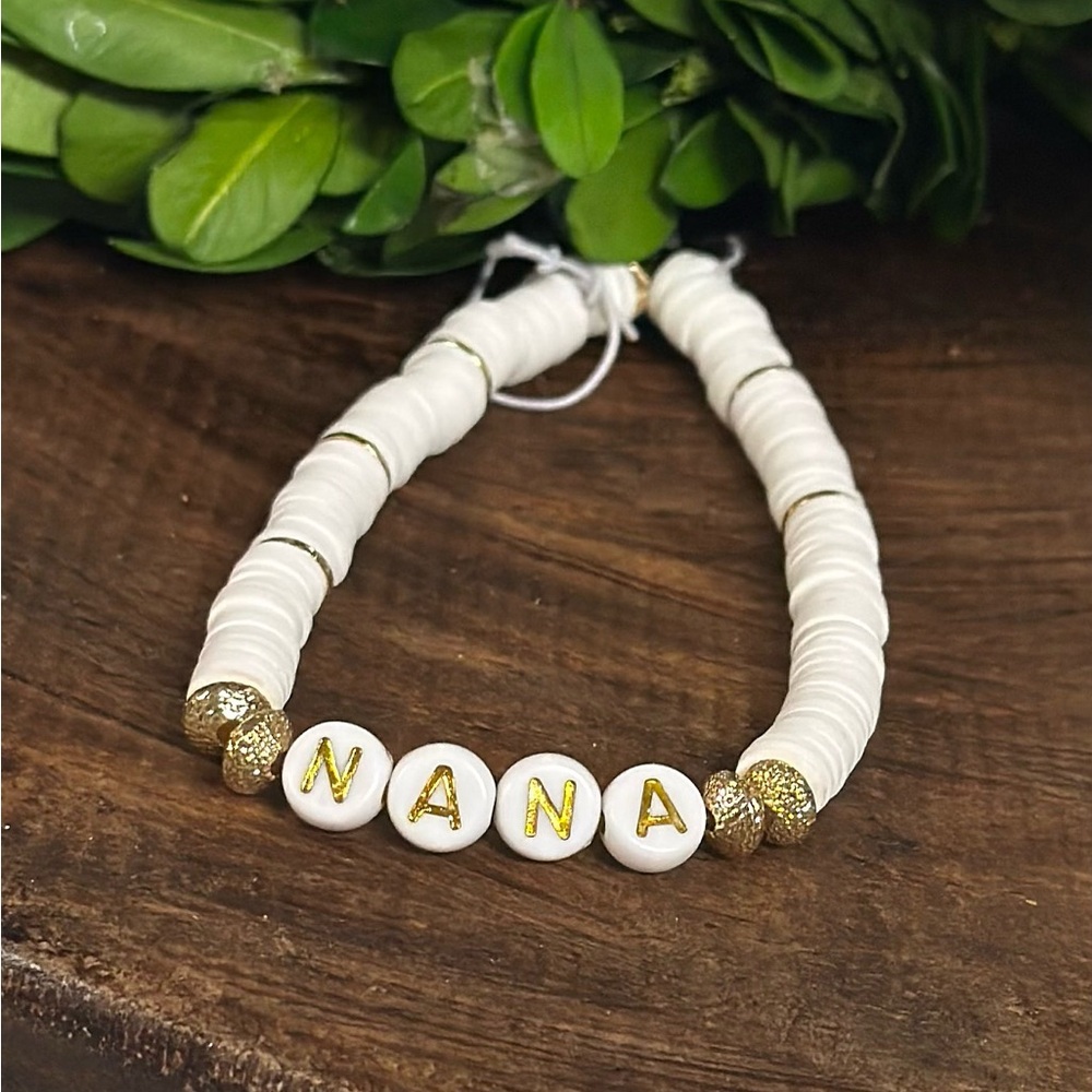 NANA White Beaded Bracelet with Gold Accents